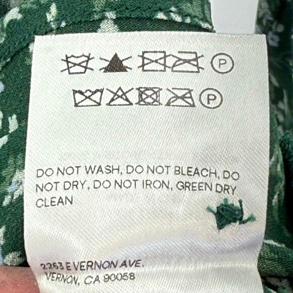 Reformation Green Button Ditsy Floral Long Sleeve Sheer S Top Preppy MSRP $148 - Picture 8 of 9